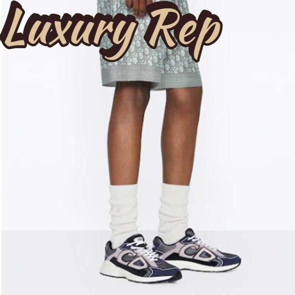Replica Dior Unisex Shoes CD B30 Sneaker Anthracite Gray Mesh Black Blue Technical Fabric 12