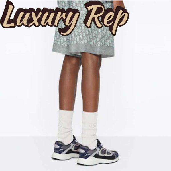 Replica Dior Unisex Shoes CD B30 Sneaker Anthracite Gray Mesh Black Blue Technical Fabric 13