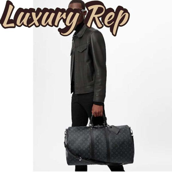 Replica Louis Vuitton LV Unisex Keepall Bandoulière 55 Travel Bag Coated Canvas Cowhide 13