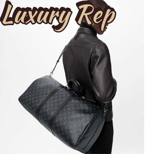 Replica Louis Vuitton LV Unisex Keepall Bandoulière 55 Travel Bag Coated Canvas Cowhide 14