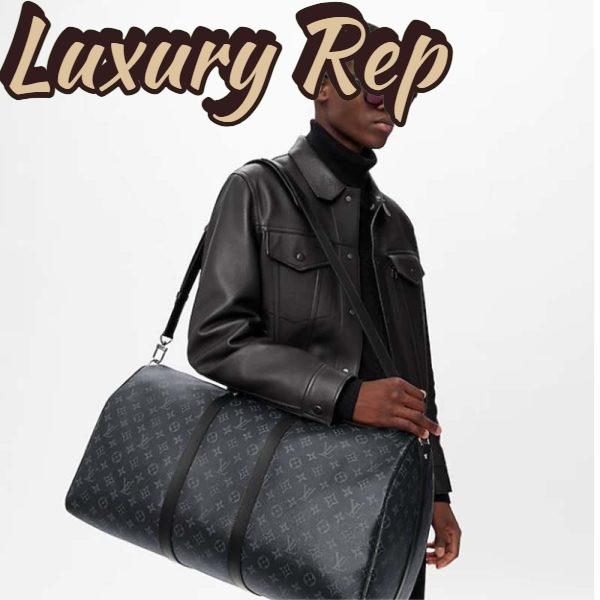 Replica Louis Vuitton LV Unisex Keepall Bandoulière 55 Travel Bag Coated Canvas Cowhide 15