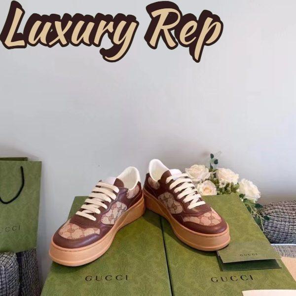 Replica Gucci Unisex Ace Sneaker Beige Ebony Orignal GG Canvas Lace-Up Rubber Flat 3