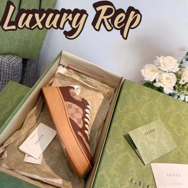 Replica Gucci Unisex Ace Sneaker Beige Ebony Orignal GG Canvas Lace-Up Rubber Flat 9