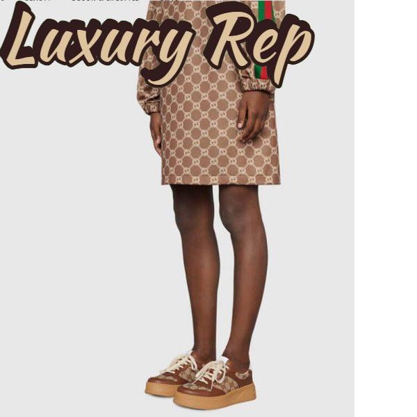 Replica Gucci Unisex Ace Sneaker Beige Ebony Orignal GG Canvas Lace-Up Rubber Flat 11