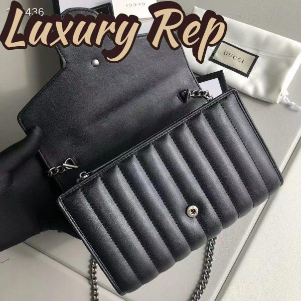 Replica Gucci Women GG Marmont Matelassé Mini Bag Black Leather Double G 7