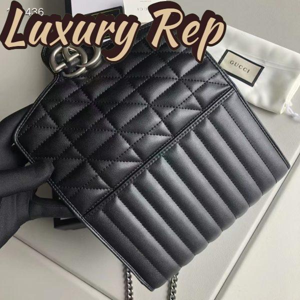Replica Gucci Women GG Marmont Matelassé Mini Bag Black Leather Double G 9