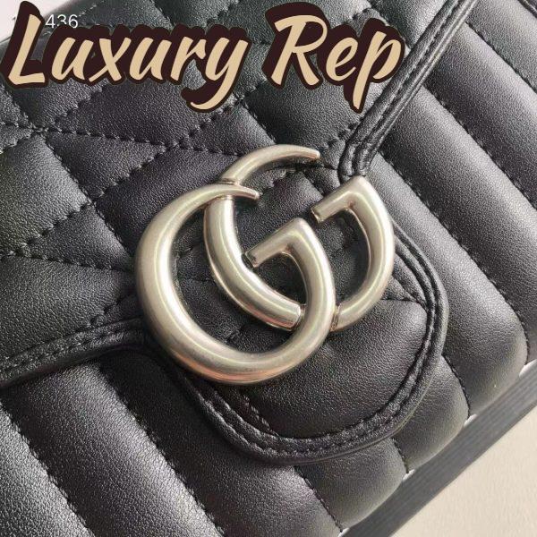 Replica Gucci Women GG Marmont Matelassé Mini Bag Black Leather Double G 11