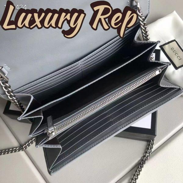 Replica Gucci Women GG Marmont Matelassé Mini Bag Grey Leather Double G 10