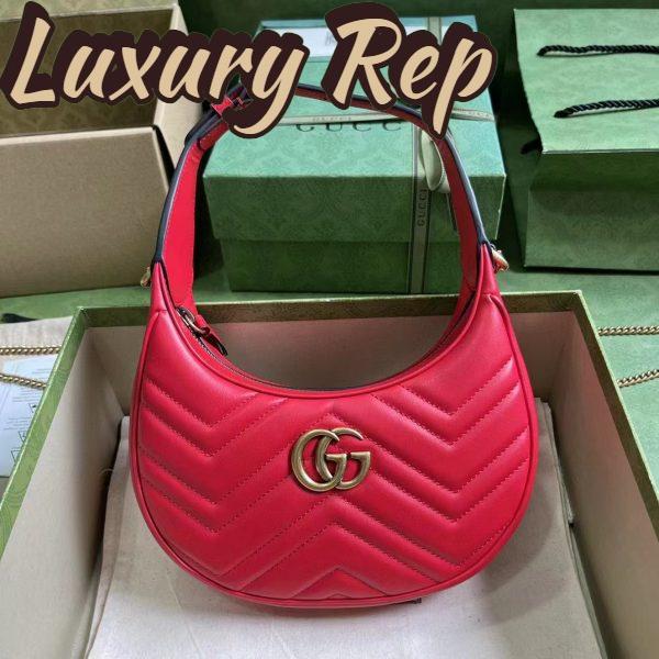 Replica Gucci Women GG Marmont Matelassé Mini Bag Red Chevron Leather Double G 3