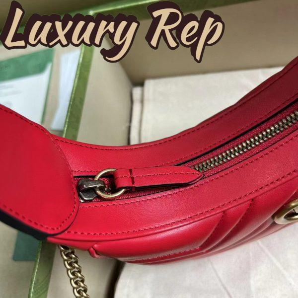 Replica Gucci Women GG Marmont Matelassé Mini Bag Red Chevron Leather Double G 9