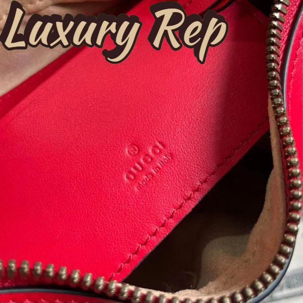 Replica Gucci Women GG Marmont Matelassé Mini Bag Red Chevron Leather Double G 10