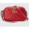 Replica Gucci Women GG Marmont Matelassé Mini Bag Red Chevron Leather Double G 14