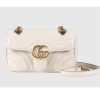 Replica Gucci Women GG Marmont Matelassé Mini Bag White Chevron Leather Double G 12