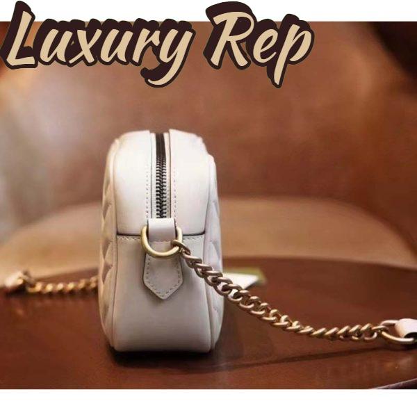 Replica Gucci Women GG Marmont Matelassé Mini Bag White Matelassé Chevron Leather Double G 5