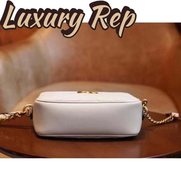 Replica Gucci Women GG Marmont Matelassé Mini Bag White Matelassé Chevron Leather Double G 8