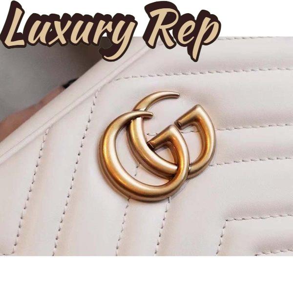 Replica Gucci Women GG Marmont Matelassé Mini Bag White Matelassé Chevron Leather Double G 10