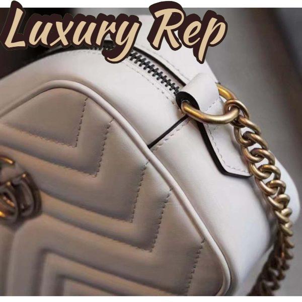 Replica Gucci Women GG Marmont Matelassé Mini Bag White Matelassé Chevron Leather Double G 12