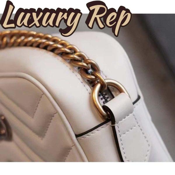 Replica Gucci Women GG Marmont Matelassé Mini Bag White Matelassé Chevron Leather Double G 13