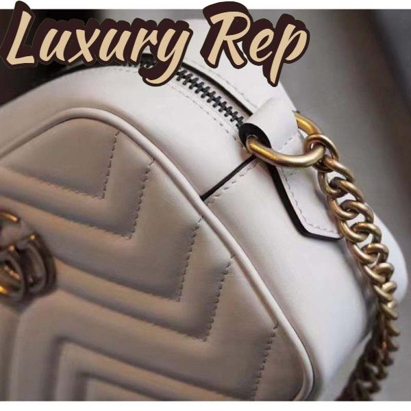 Replica Gucci Women GG Marmont Matelassé Mini Bag White Matelassé Chevron Leather Double G 15