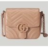 Replica Gucci Women GG Marmont Matelassé Mini Shoulder Bag Pink Matelassé Chevron Leather