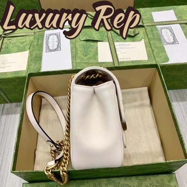 Replica Gucci Women GG Marmont Matelassé Mini Shoulder Bag White Chevron Leather 6