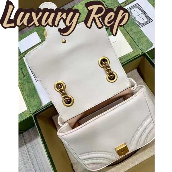 Replica Gucci Women GG Marmont Matelassé Mini Shoulder Bag White Chevron Leather 9