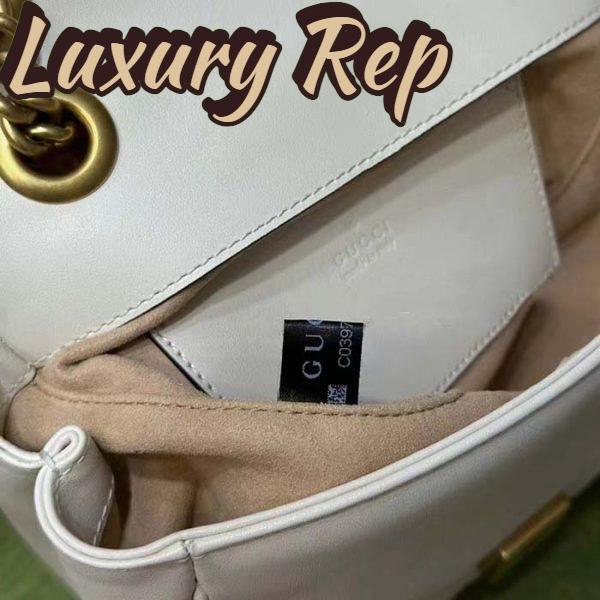 Replica Gucci Women GG Marmont Matelassé Mini Tote Bag White Chevron Leather Double G 11