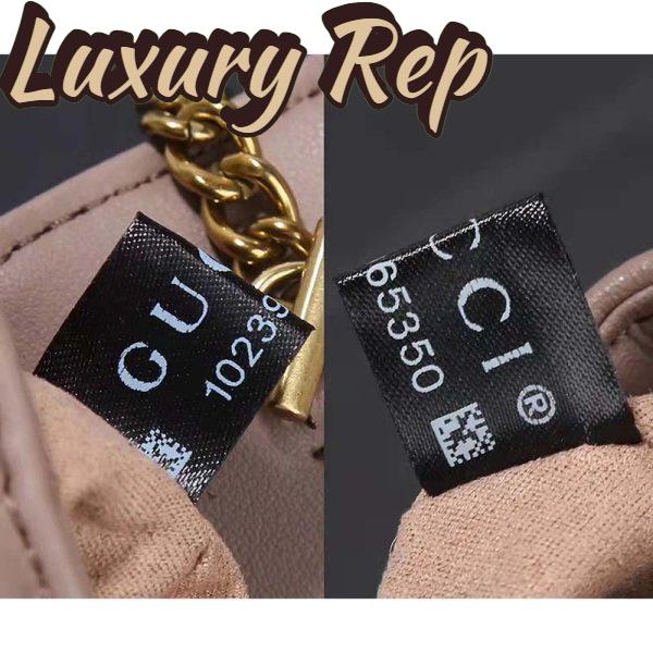 Replica Gucci Women GG Marmont Matelassé Shoulder Bag Pink Chevron Leather Double G 11