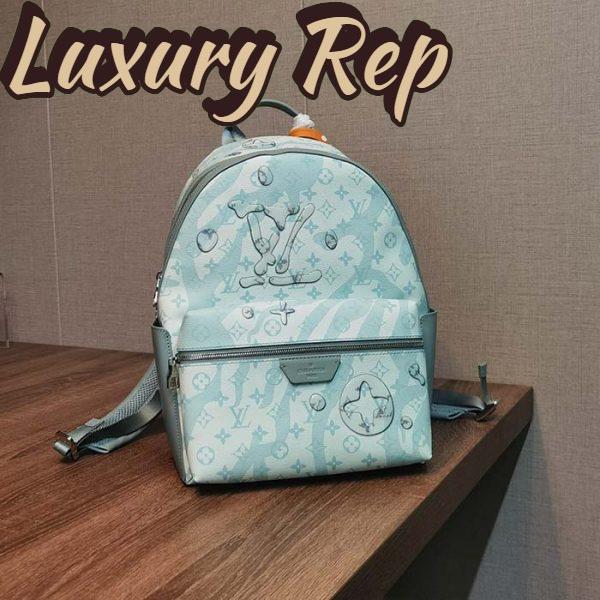 Replica Louis Vuitton LV Unisex Discovery Backpack Crystal Blue Monogram Aquagarden Coated Canvas 3