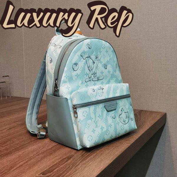 Replica Louis Vuitton LV Unisex Discovery Backpack Crystal Blue Monogram Aquagarden Coated Canvas 4