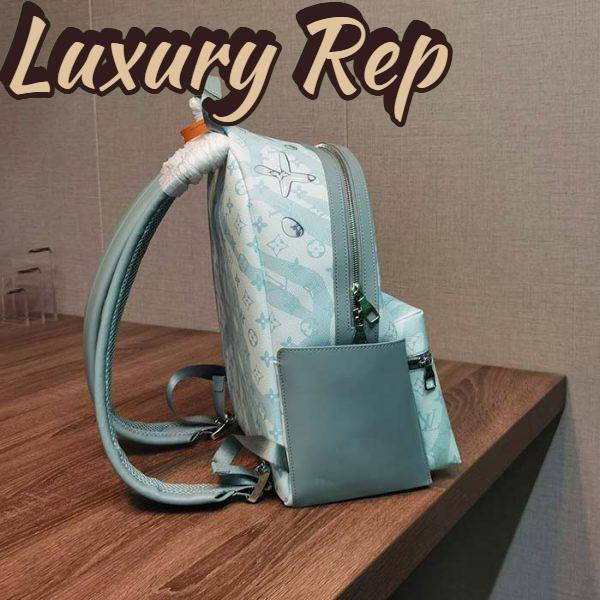 Replica Louis Vuitton LV Unisex Discovery Backpack Crystal Blue Monogram Aquagarden Coated Canvas 7