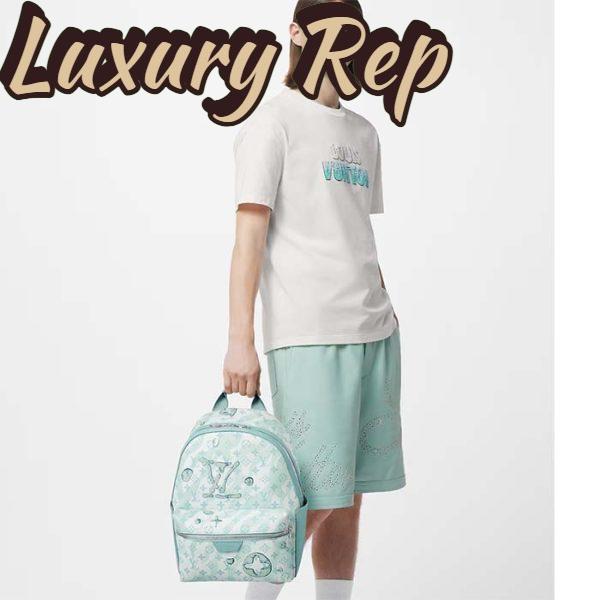 Replica Louis Vuitton LV Unisex Discovery Backpack Crystal Blue Monogram Aquagarden Coated Canvas 13
