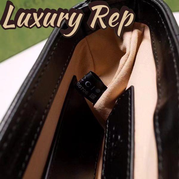 Replica Gucci Women GG Marmont Mini Top Handle Bag Black Matelassé Leather Double G 11