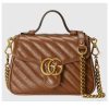 Replica Gucci Women GG Marmont Mini Top Handle Bag Brown Matelassé Leather