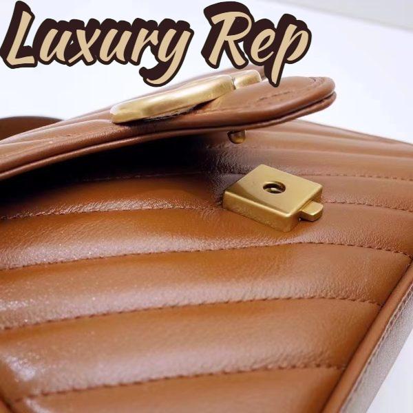 Replica Gucci Women GG Marmont Mini Top Handle Bag Brown Matelassé Leather 9
