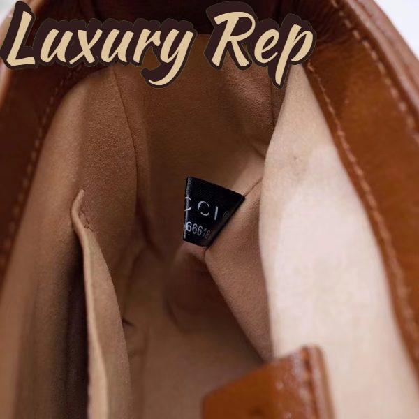 Replica Gucci Women GG Marmont Mini Top Handle Bag Brown Matelassé Leather 11