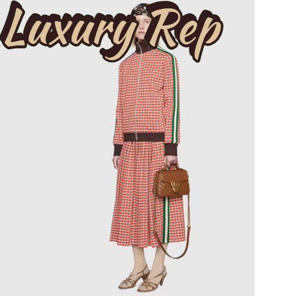 Replica Gucci Women GG Marmont Mini Top Handle Bag Brown Matelassé Leather 12