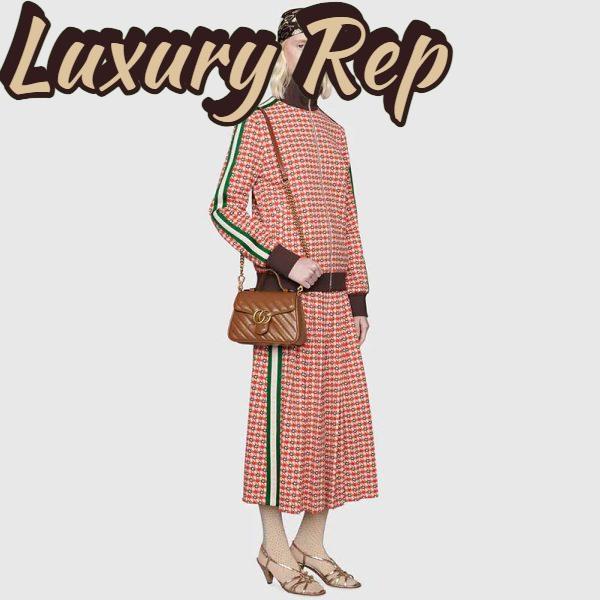 Replica Gucci Women GG Marmont Mini Top Handle Bag Brown Matelassé Leather 13