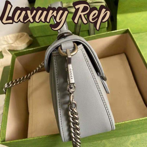 Replica Gucci Women GG Marmont Mini Top Handle Bag Grey Matelassé Leather 5