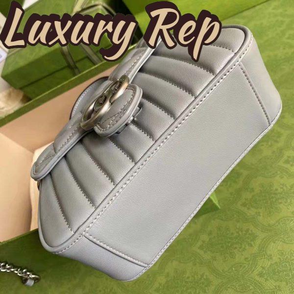 Replica Gucci Women GG Marmont Mini Top Handle Bag Grey Matelassé Leather 7
