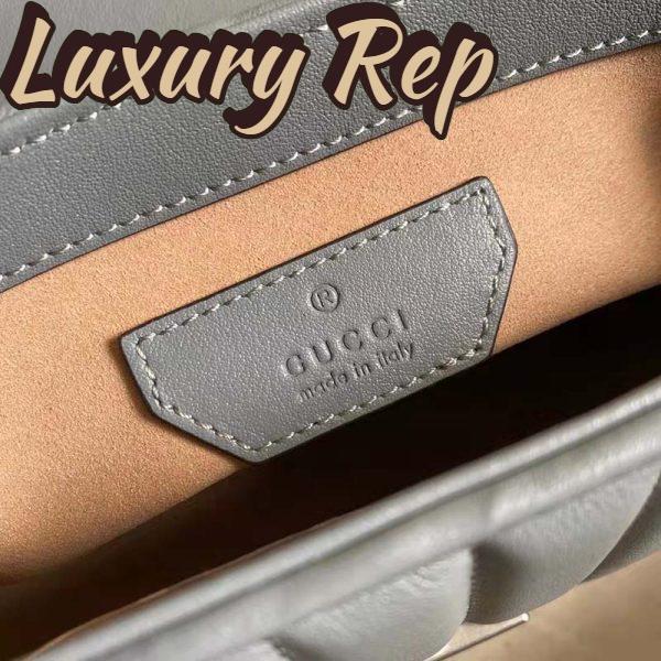 Replica Gucci Women GG Marmont Mini Top Handle Bag Grey Matelassé Leather 11