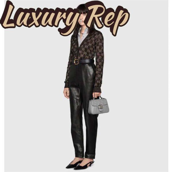 Replica Gucci Women GG Marmont Mini Top Handle Bag Grey Matelassé Leather 12