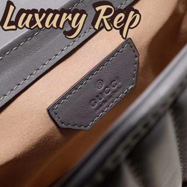 Replica Gucci Women GG Marmont Mini Top Handle Bag Grey Matelassé Leather Double G 10