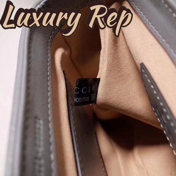 Replica Gucci Women GG Marmont Mini Top Handle Bag Grey Matelassé Leather Double G 11
