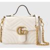 Replica Gucci Women GG Marmont Mini Top Handle Bag White Matelassé Leather Double G 14