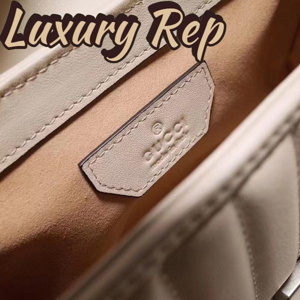 Replica Gucci Women GG Marmont Mini Top Handle Bag White Matelassé Leather Double G 10
