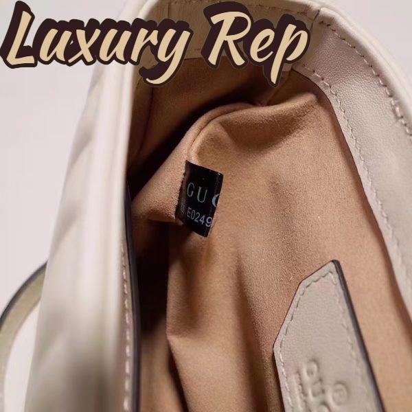 Replica Gucci Women GG Marmont Mini Top Handle Bag White Matelassé Leather Double G 11
