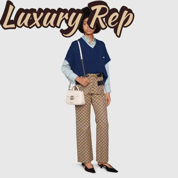 Replica Gucci Women GG Marmont Mini Top Handle Bag White Matelassé Leather Double G 12