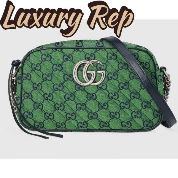 Replica Gucci Women GG Marmont Multicolor Small Shoudler Bag Green Double G