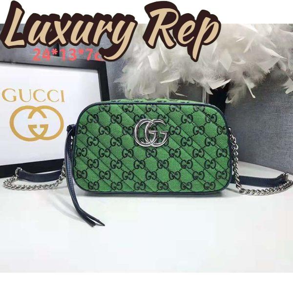 Replica Gucci Women GG Marmont Multicolor Small Shoudler Bag Green Double G 3
